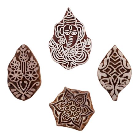 Set of 4 Piece New Mix Wooden Printing Blocks